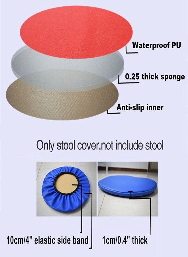 Sigmat 2 Pack Waterproof PU Bar Stool Cover Anti-Slip Round Seat Cover 16.5 Inch Black - Image 3